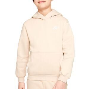NWT Nike Sportswear Club Fleece Pullover Hoodie Sanddrift White Little Big Kid S